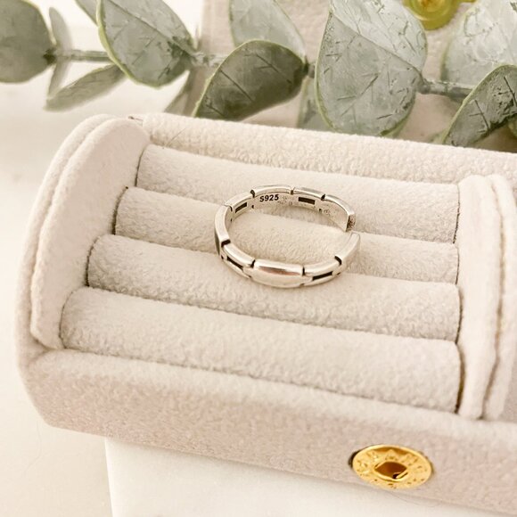 925 Sterling Silver Dainty Bar Ring Black Bar Ring Link Ring Minimalist Ring - Picture 7 of 9